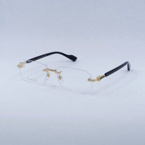 Gucci GG1221O 001 Eyeglasses Gold/Black 56mm Rectangle Frame
